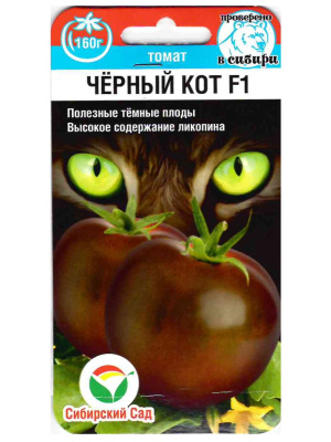 Томат Черный кот [Сибирский сад] купить с доставкой Томат «Чёрный кот» — это сорт, который в прямом смысле привлекает внимание своим темным, почти черным оттенком плодов, напоминающим ночное небо. Этот сорт имеет не только необычный внешний вид, но и исключительный вкус, который подарит вам настоящее удовольствие.