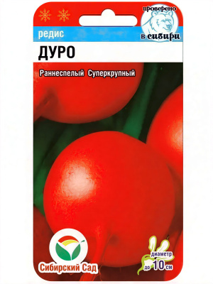 Редис Дуро [Сибирский сад] купить с доставкой Один из самых популярных сортов советских селекционеров. Он по праву заслужил признание садоводов по всей России, в том числе и в Сибири. Ведь он не только имеет потрясающие вкусовые качества, но и без проблем растет даже в суровых погодных условиях.