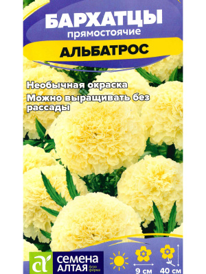 Бархатцы Альбатрос [Семена алтая] купить с доставкой Цветы уникального кремового-белого оттенка