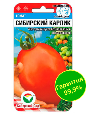 Томат Сибирский карлик [Сибирский сад] купить с доставкой Томат Сибирский карлик - среднеранний сорт с высокими показателями урожайности. На грядках садоводов он появился сравнительно недавно - в 2018 году.