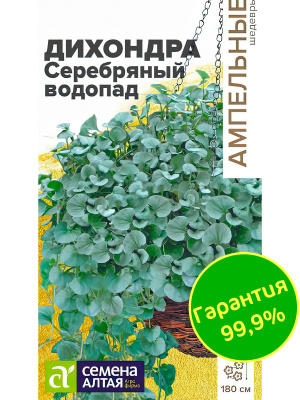 Дихондра Серебряный Водопад [Семена алтая] купить с доставкой Отличается очень декоративной, слегка опушённой листвой, напоминающей монетки, и изящными длинными плетями.