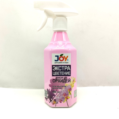 Экстра цветение Орхидеи 400 мл [JOY] купить с доставкой Экстра цветение Орхидеи JOY - это комплексное удобрение, разработанное специально для стимуляции цветения орхидей. Оно содержит в своем составе комплекс веществ, которые способствуют: улучшению роста и развития растений, укреплению иммунитета растений, удлинению периода цветения, увеличению количества и размера цветов.