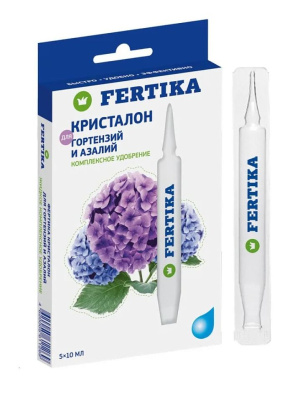 Кристалон Гортензия, Азалия 10 мл * 5 шт [Фертика] купить с доставкой Жидкое комплексное удобрение Кристалон для гортензий и азалий (Фертика) обеспечивает питание, здоровый рост и развитие данных культур. Гортензии и азалии вашего сада будут привлекать восхищённые взгляды соседей и прохожих. Химический состав идеально подходит для выращивания рододендронов и других представителей семейства Вересковые.