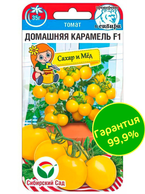 Томат Домашняя карамель [Сибирский сад] купить с доставкой гибрид российской селекции, который садоводы полюбили за эффектный вид во время созревания и необычный медово-сладкий вкус