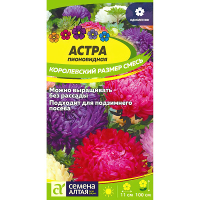 Астра Королевский размер Смесь [Семена алтая] купить с доставкой самый яркий цветок на осенней клумбе, крупные пионовидные соцветия самых разнообразных цветов так и просятся в букет!